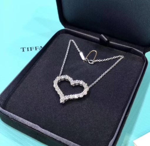 Tiffany Heart Pendant in 18k Platinum with Diamonds Large 60007575