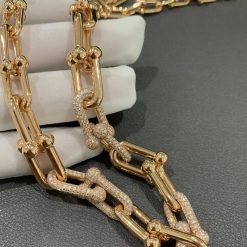 Tiffany HardWear Graduated Link Necklace in 18k Rose Gold with Pavé Diamonds 68692482