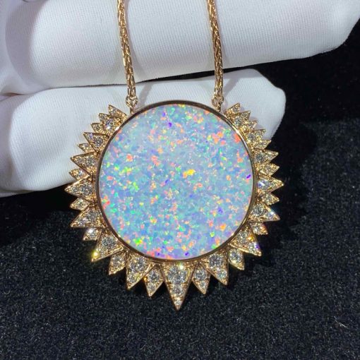 Piaget Sunlight Pendant Rose Gold White Opal Diamond Pendant G33L1G00