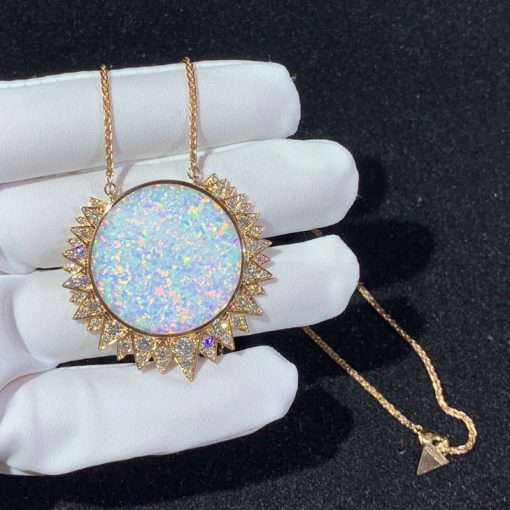 Piaget Sunlight Pendant Rose Gold White Opal Diamond Pendant G33L1G00