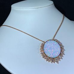 Piaget Sunlight Pendant Rose Gold White Opal Diamond Pendant G33L1G00