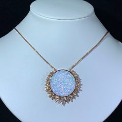 Piaget Sunlight Pendant Rose Gold White Opal Diamond Pendant G33L1G00