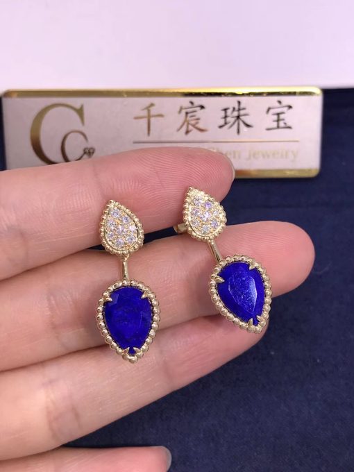 Boucheron Serpent Bohème Earring Yellow Gold Diamond Lapis Lazuli JCO01427