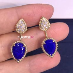 Boucheron Serpent Bohème Earring Yellow Gold Diamond Lapis Lazuli JCO01427