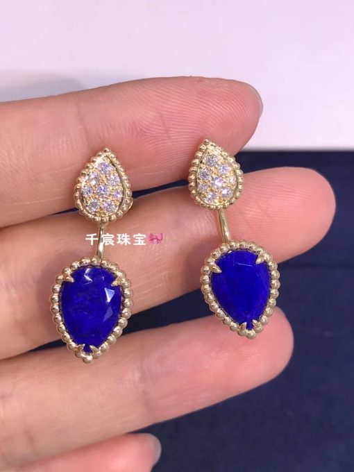 Boucheron Serpent Bohème Earring Yellow Gold Diamond Lapis Lazuli JCO01427