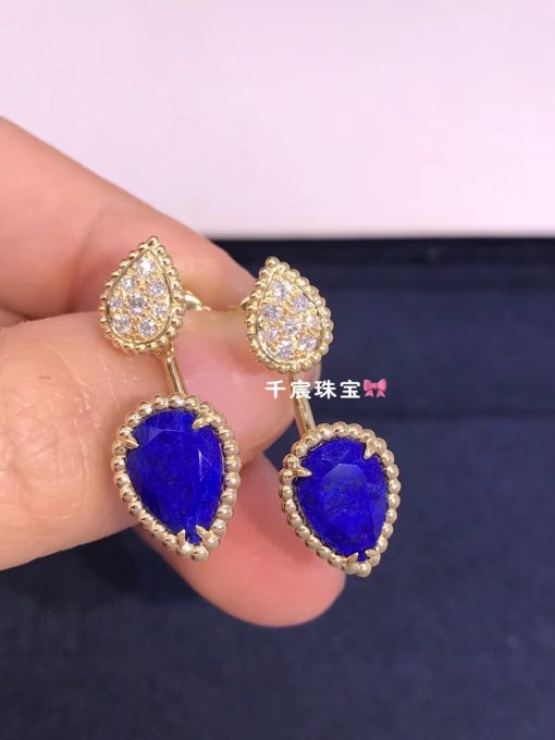 Boucheron Serpent Bohème Earring Yellow Gold Diamond Lapis Lazuli JCO01427