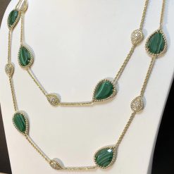 Boucheron Serpent Bohème Long Necklace Malachite and Diamonds 16 Motifs JCL00992