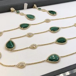 Boucheron Serpent Bohème Long Necklace Malachite and Diamonds 16 Motifs JCL00992