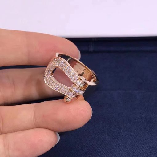 Fred Force 10 Ring Large Model 18k Pink Gold and Diamonds 4B0411