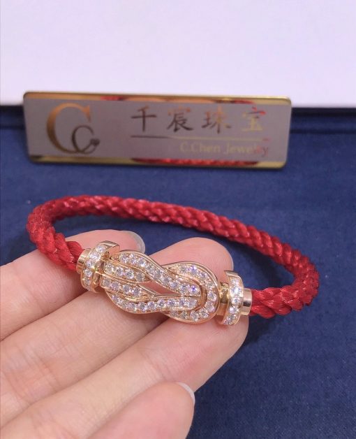 Fred Chance Infinie Bracelet Pink Gold and Diamonds Large Model Red Cable 0B0102-6B0217