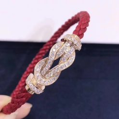 Fred Chance Infinie Bracelet Pink Gold and Diamonds Large Model Red Cable 0B0102-6B0217