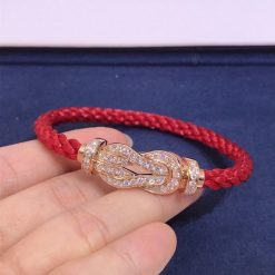 Fred Chance Infinie Bracelet Pink Gold and Diamonds Large Model Red Cable 0B0102-6B0217