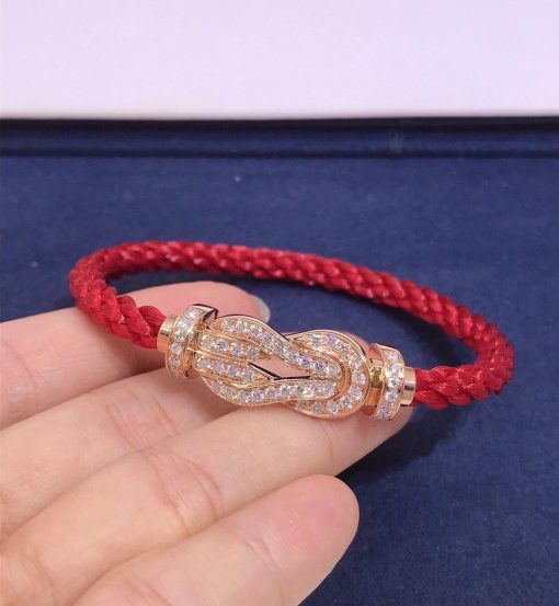 Fred Chance Infinie Bracelet Pink Gold and Diamonds Large Model Red Cable 0B0102-6B0217