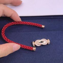 Fred Chance Infinie Bracelet Pink Gold and Diamonds Large Model Red Cable 0B0102-6B0217