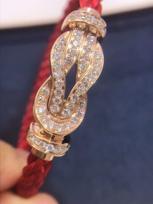 Fred Chance Infinie Bracelet Pink Gold and Diamonds Large Model Red Cable 0B0102-6B0217