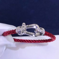 Fred Force 10 Bracelet white gold and diamonds large model Red Cable 0B0026-6B0217