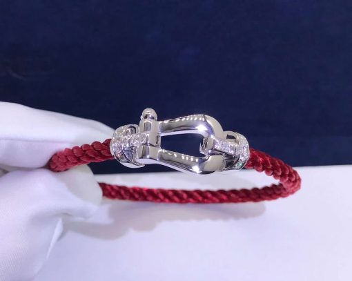 Fred Force 10 Bracelet white gold and diamonds large model Red Cable 0B0026-6B0217