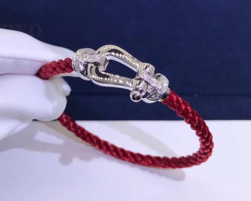 Fred Force 10 Bracelet white gold and diamonds large model Red Cable 0B0026-6B0217