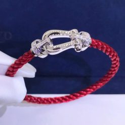 Fred Force 10 Bracelet white gold and diamonds large model Red Cable 0B0026-6B0217