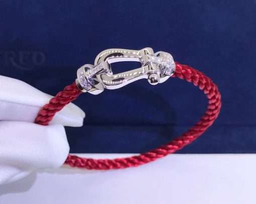 Fred Force 10 Bracelet white gold and diamonds large model Red Cable 0B0026-6B0217