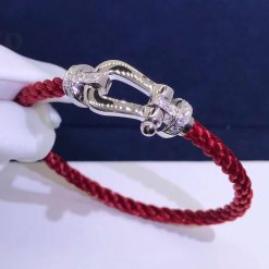 Fred Force 10 Bracelet white gold and diamonds large model Red Cable 0B0026-6B0217