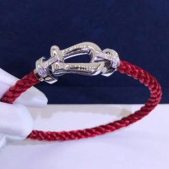 Fred Force 10 Bracelet white gold and diamonds large model Red Cable 0B0026-6B0217