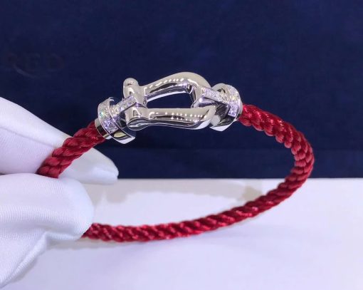 Fred Force 10 Bracelet white gold and diamonds large model Red Cable 0B0026-6B0217