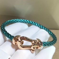 Fred Force 10 Bracelet Rose Gold Large Model and Riviera Blue Corderie 0B0007- 6B1178