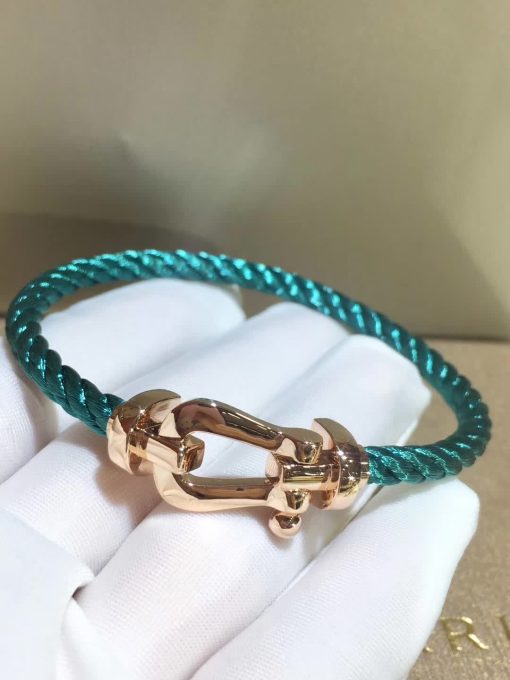 Fred Force 10 Bracelet Rose Gold Large Model and Riviera Blue Corderie 0B0007- 6B1178