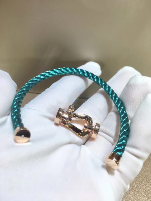 Fred Force 10 Bracelet Rose Gold Large Model and Riviera Blue Corderie 0B0007- 6B1178