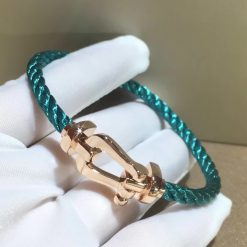 Fred Force 10 Bracelet Rose Gold Large Model and Riviera Blue Corderie 0B0007- 6B1178