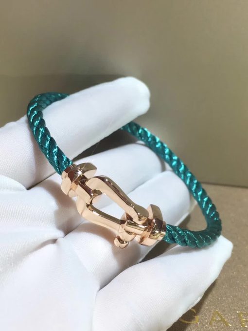 Fred Force 10 Bracelet Rose Gold Large Model and Riviera Blue Corderie 0B0007- 6B1178