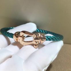 Fred Force 10 Bracelet Rose Gold Large Model and Riviera Blue Corderie 0B0007- 6B1178