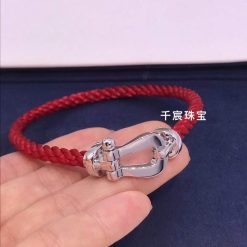 Fred Force 10 Bracelet White Gold Large Model and Red Cable 0B0005-6B0156