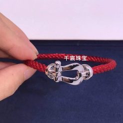 Fred Force 10 Bracelet White Gold Large Model and Red Cable 0B0005-6B0156