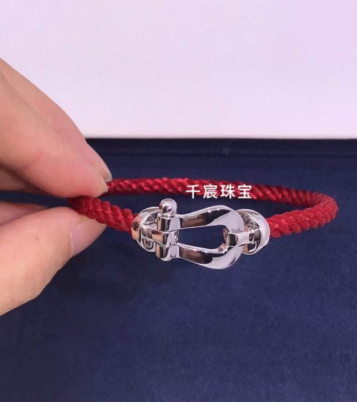 Fred Force 10 Bracelet White Gold Large Model and Red Cable 0B0005-6B0156