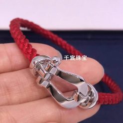 Fred Force 10 Bracelet White Gold Large Model and Red Cable 0B0005-6B0156