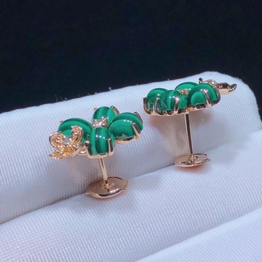 Chaumet Hortensia Jardins Pink Gold Malachite Diamond Earrings 083337