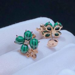 Chaumet Hortensia Jardins Pink Gold Malachite Diamond Earrings 083337