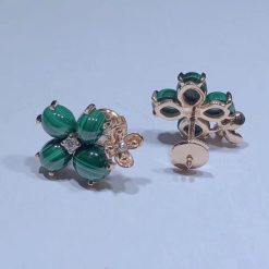 Chaumet Hortensia Jardins Pink Gold Malachite Diamond Earrings 083337