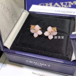 Chaumet Hortensia Aube Rosee Pink Gold Diamond Opal Earrings 083538