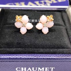 Chaumet Hortensia Aube Rosee Pink Gold Diamond Opal Earrings 083538