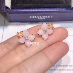 Chaumet Hortensia Aube Rosee Pink Gold Diamond Opal Earrings 083538