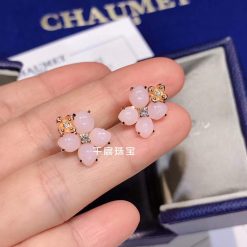 Chaumet Hortensia Aube Rosee Pink Gold Diamond Opal Earrings 083538