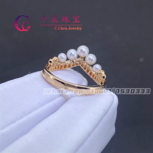 Chaumet Joséphine Aigrette Pavé Diamond Ring In Rose Gold, Set With Pearls And Diamonds 084408