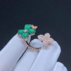 Chaumet Hortensia Pink Gold Diamonds and Malachite Ring 083336