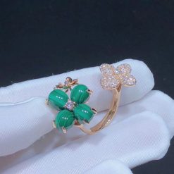 Chaumet Hortensia Pink Gold Diamonds and Malachite Ring 083336