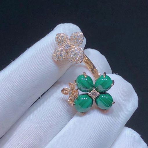 Chaumet Hortensia Pink Gold Diamonds and Malachite Ring 083336