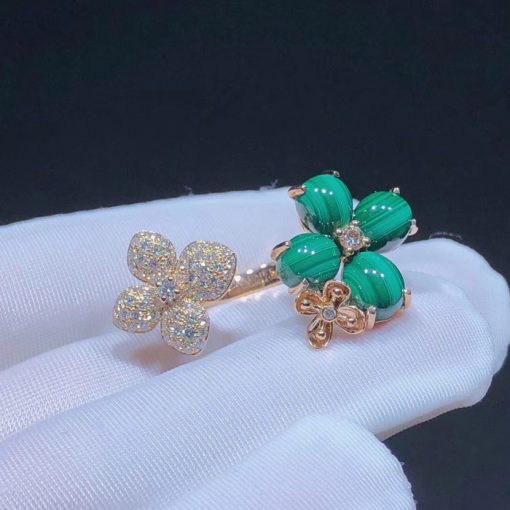 Chaumet Hortensia Pink Gold Diamonds and Malachite Ring 083336