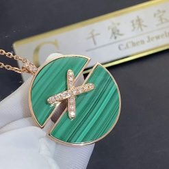 Chaumet Jeux De Liens Harmony Large Model Pendant Rose Gold And Malachite 084423